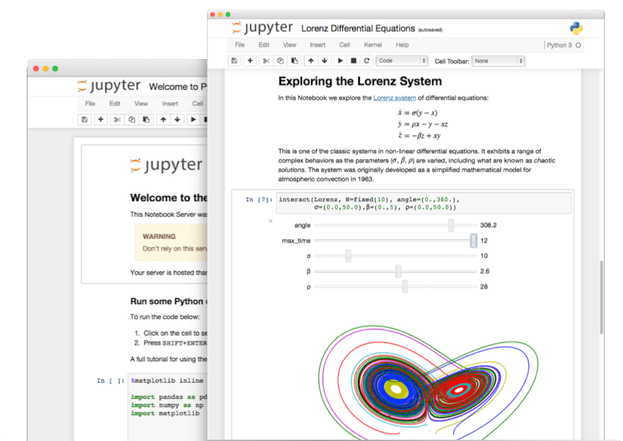 example notebook of Lorenz differential equations